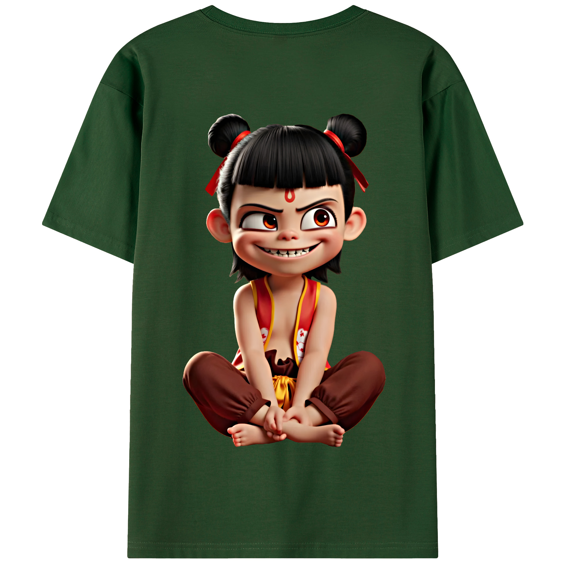 （画像用） Ne Zha 2 ナタ 魔童の大暴れ 綿100％半袖Tシャツ（背面プリント）